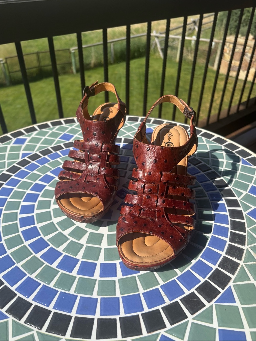 Born Crown Brown Leather Platform Sandals